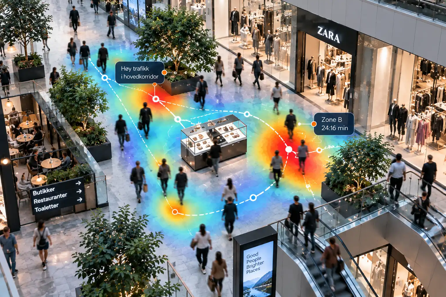 
  Visitor environment showing movement patterns and dwell time
